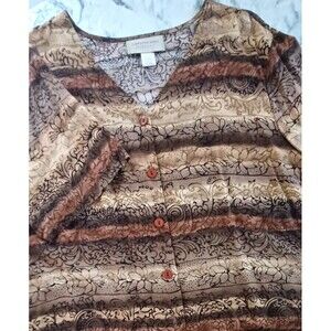 Capistrano Shirt Top Tunic Women 2X (18/20W) Vtg Floral Paisley Timeless Classic